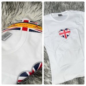 RARE NWT UK Spike Leisurewear Designer Skinny Fit ❤️ UK White T Shirt Small